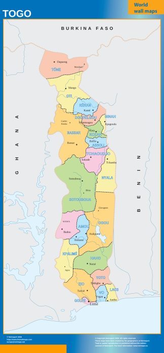 Togo wall map