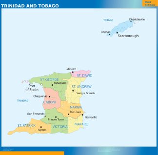 Trinidad and Tobago wall map