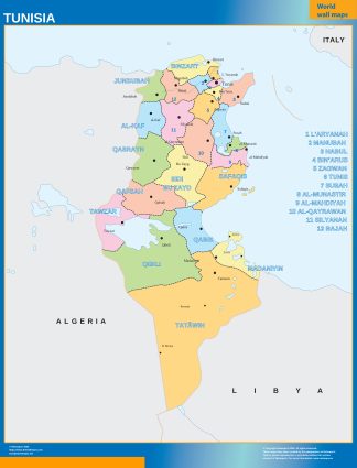 Tunisia wall map