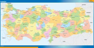 Turkey regions wall map