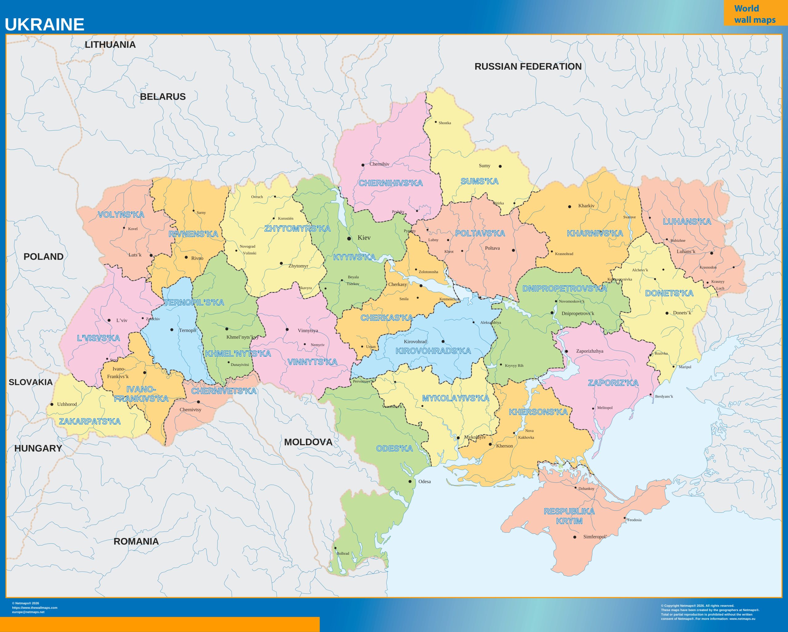 Ukraine wall map