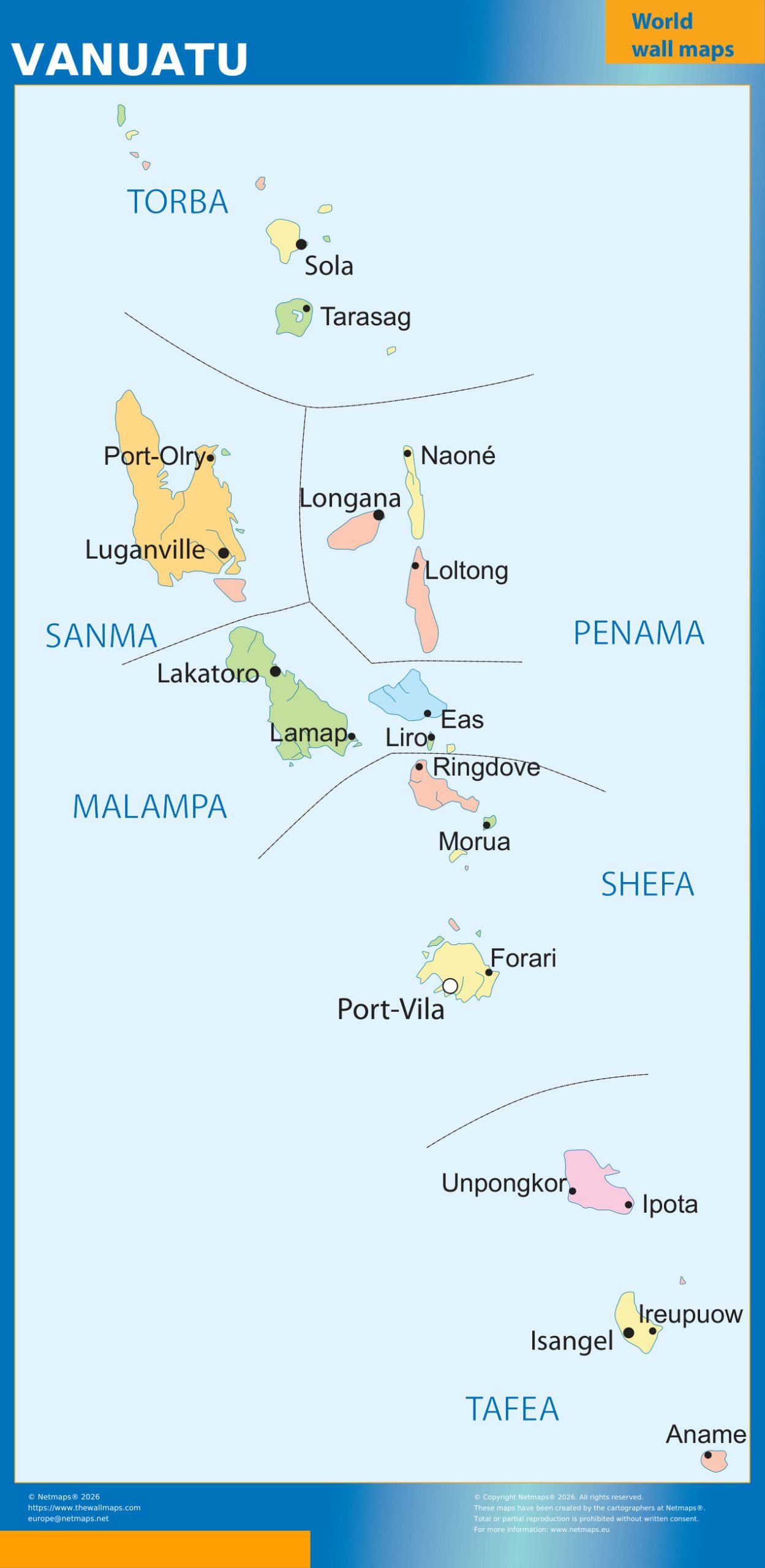 Vanuatu wall map