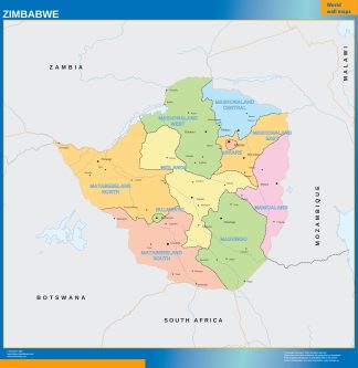 Zimbabwe wall map
